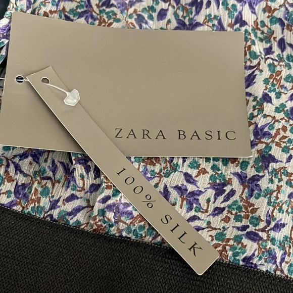 Zara Basic 100% Silk Bubble Hem Sleeveless Floral Dress - NEW - Size Medium - Picture 9 of 10